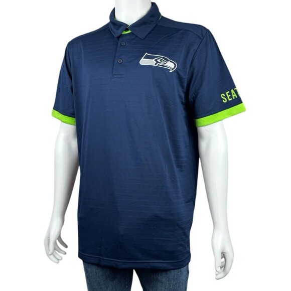 Seattle Seahawks Mens X-Large Pullover Blue Polo Golf Shirt NFL Team Apparel New - Picture 1 of 9